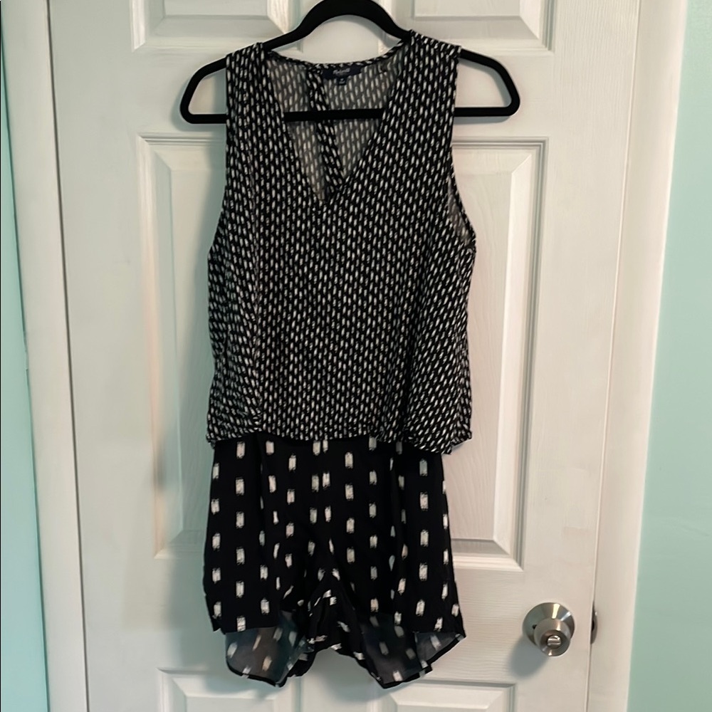 Madewell Black and White print Romper